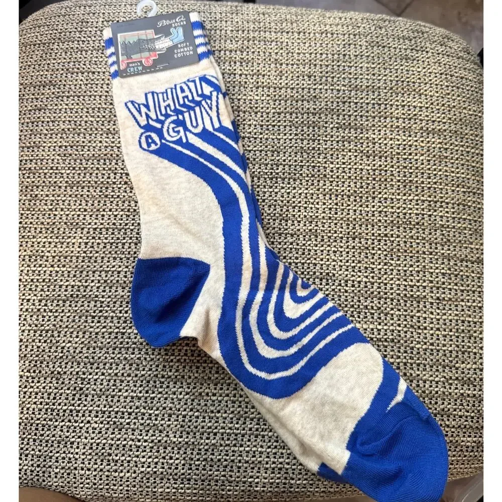 Blue Q What A Guy Men’s Crew Socks Funny Novelty Cotton Size 7-12 NWT Gift